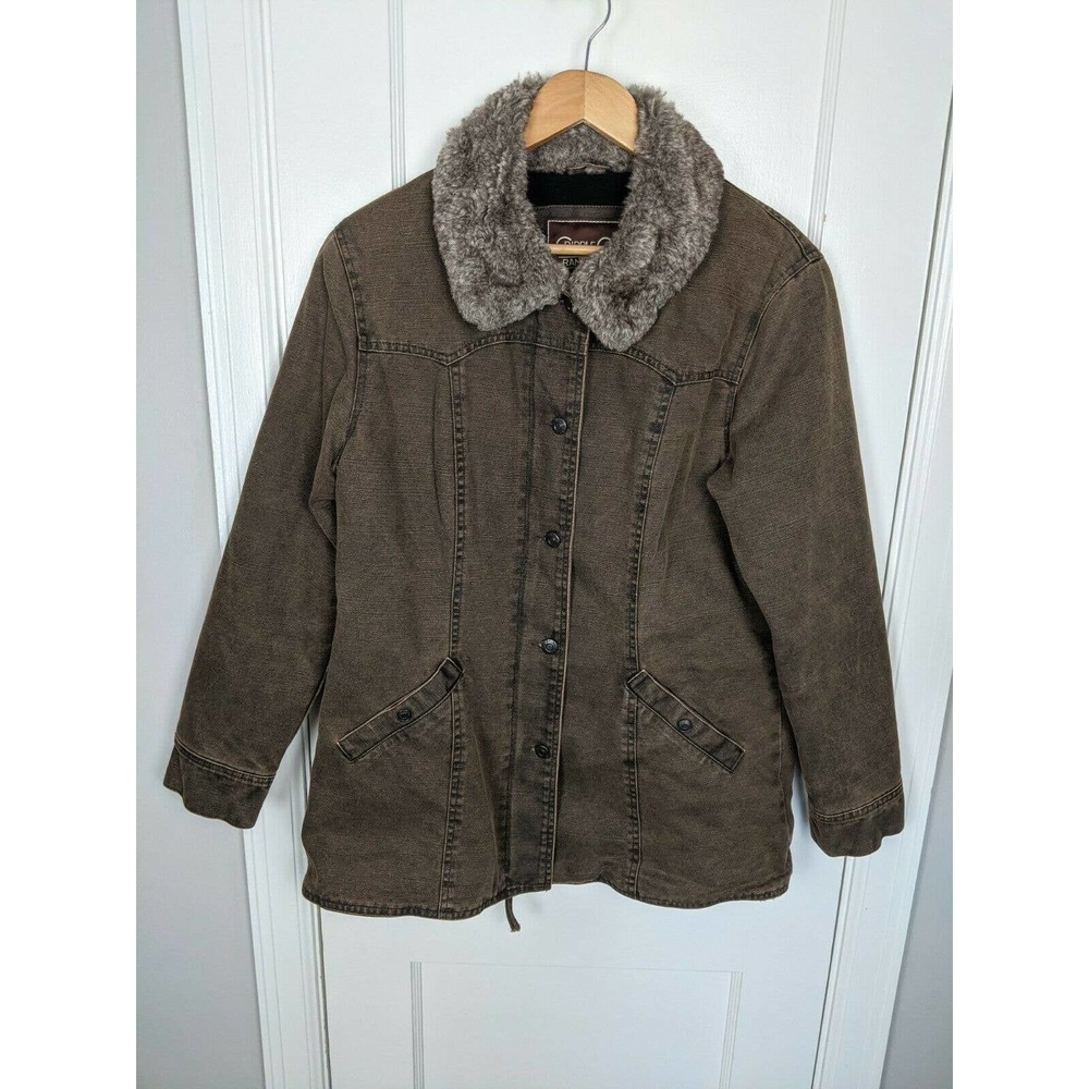 Brown Faux Fur Collar Women's Jacket